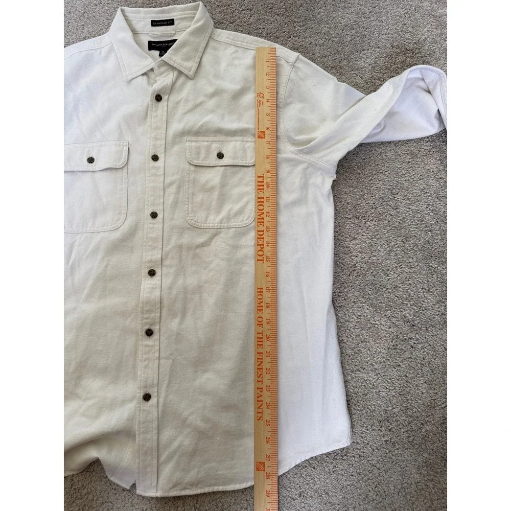 Banana Republic Mens XL Standard Fit Cream Off White Flannel Button Down Shirt